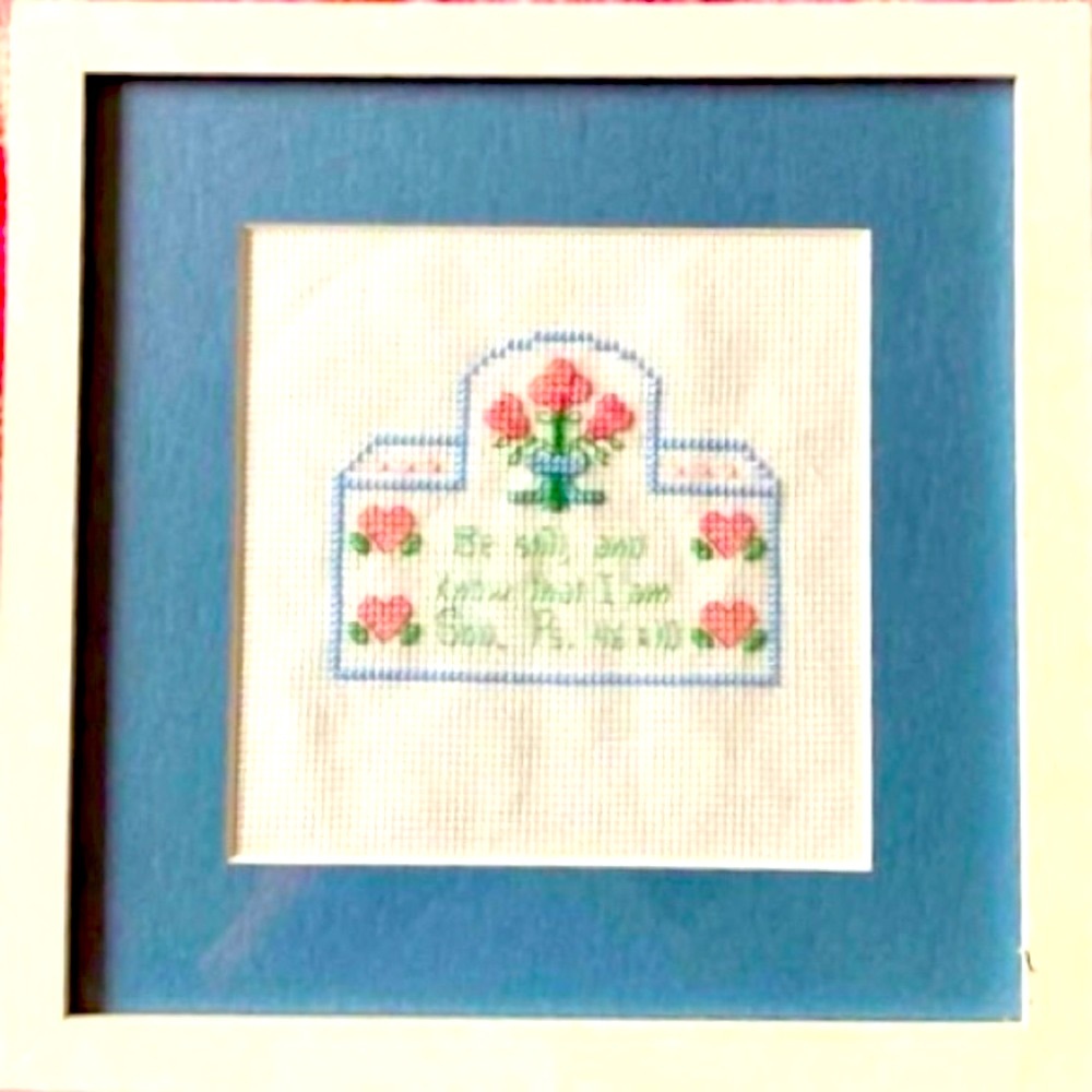 9”x9” needlepoint/cross stitch be still…